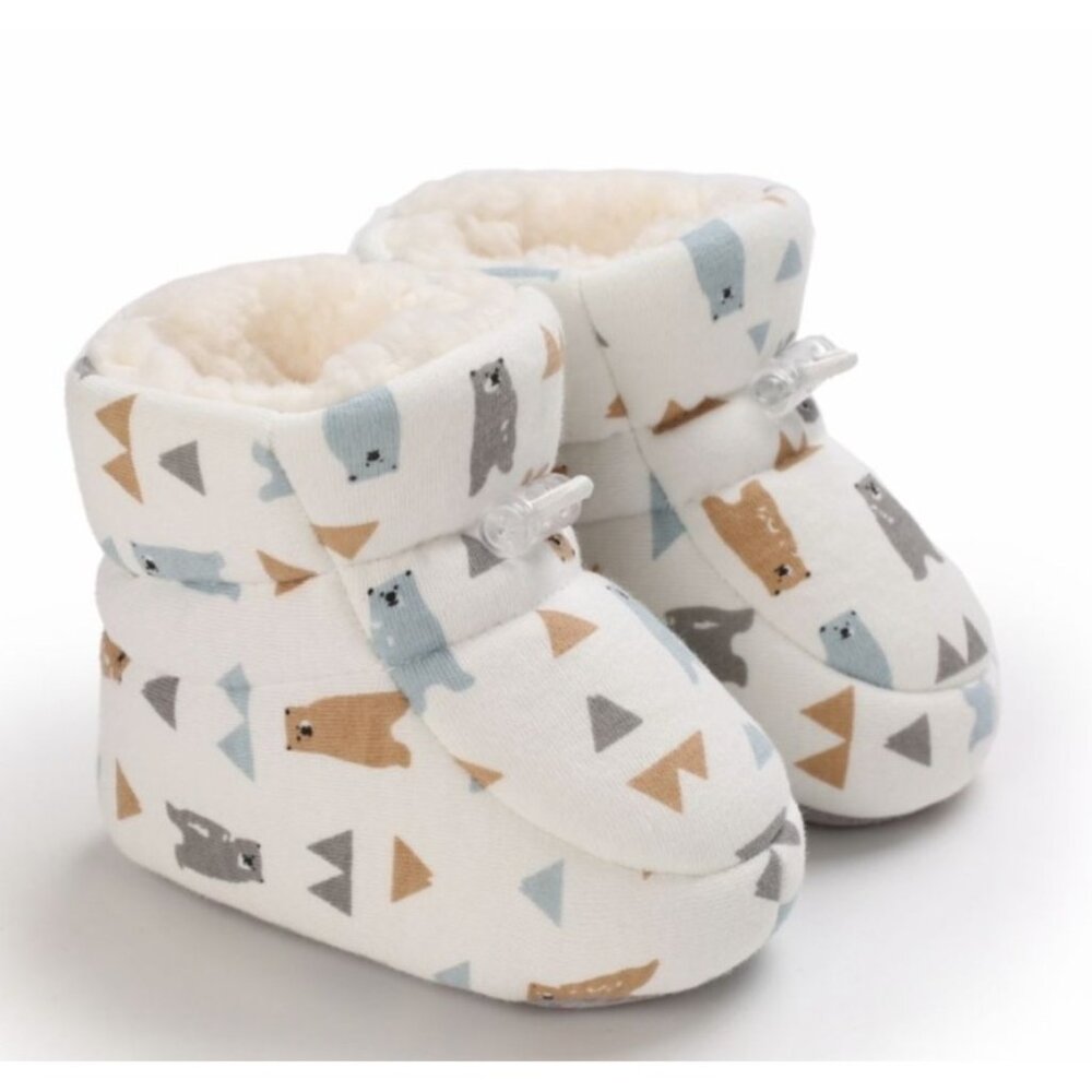 Warm Fur Baby Boy Girl Fleece Knit Winter Snow Booties Soft Sole Crib Shoes
